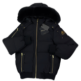 Moose Knuckles Men’s Black & Gold Double Zip Up Stagg Bomber Jacket