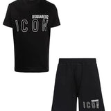 • Dsquared2 Men’s ‘ICON’ Black T-shirt & Short Set